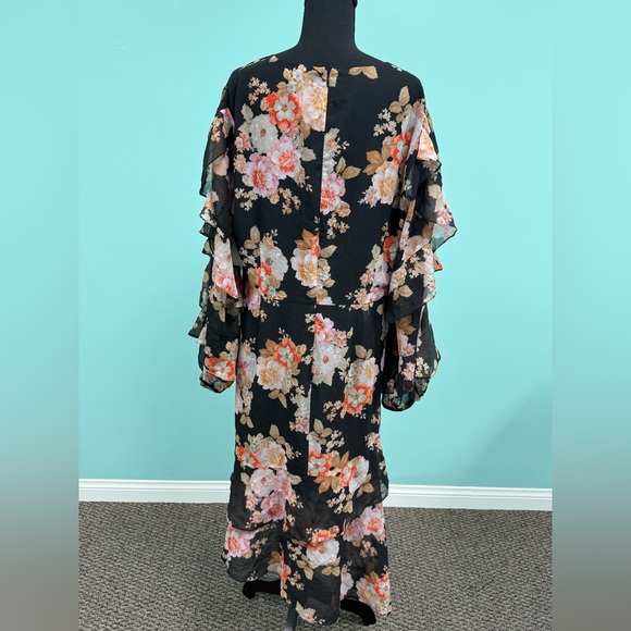 Cooper st. Floral ruffle dress in black multi size 16. - Picture 4 of 6